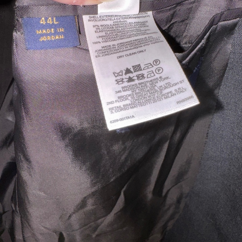 Brooks Brothers 346 Mens 44L Charcoal Grey Stretch Wool 3 Button Blazer Jacket - Picture 9 of 14
